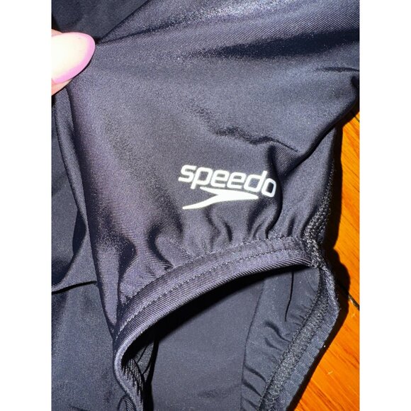 Speedo Powerflex Eco Black Swimsuit‎ Size 12/38 Swim Athletic Sports Pool Beach - Picture 6 of 10